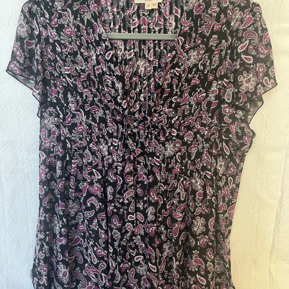 Joie Black and Pink Paisley Blouse